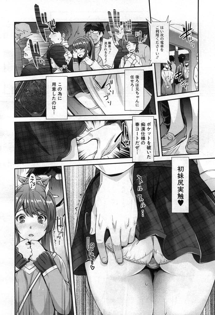 痴漢電車のAVを兄がいない間にこっそりナスでオナニーする美少女妹...兄が妹は痴漢電車に性癖があることを知り電車に乗っている間に本当に痴漢してドキドキ興奮近親相姦【沢尻メロウ:コギャルな妹は催眠痴漢でイクっ！】