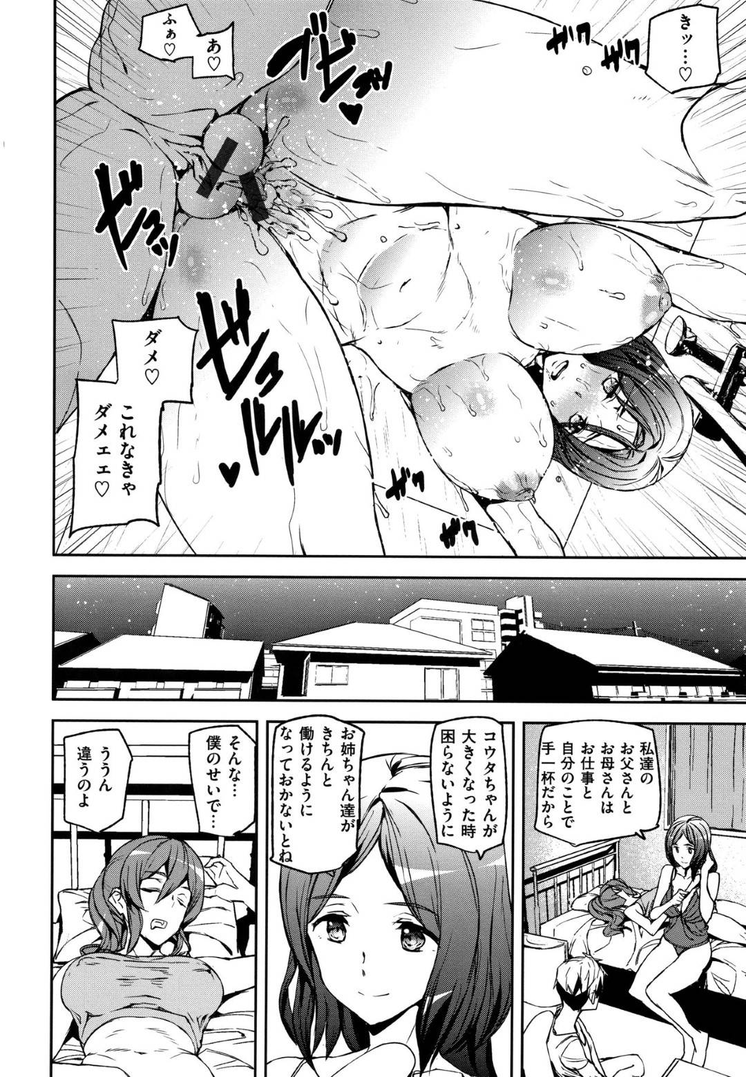 両親を亡くして、千代と八千代達の家族になったコウタ。一緒に暮らすようになり絆も強くなっていくのだが...絶倫な弟のちんこで勉強疲れのストレス発散！四六時中セックス生ハメ中出しセックス三昧姉弟【アシオミマサト：Everyday Sisters】