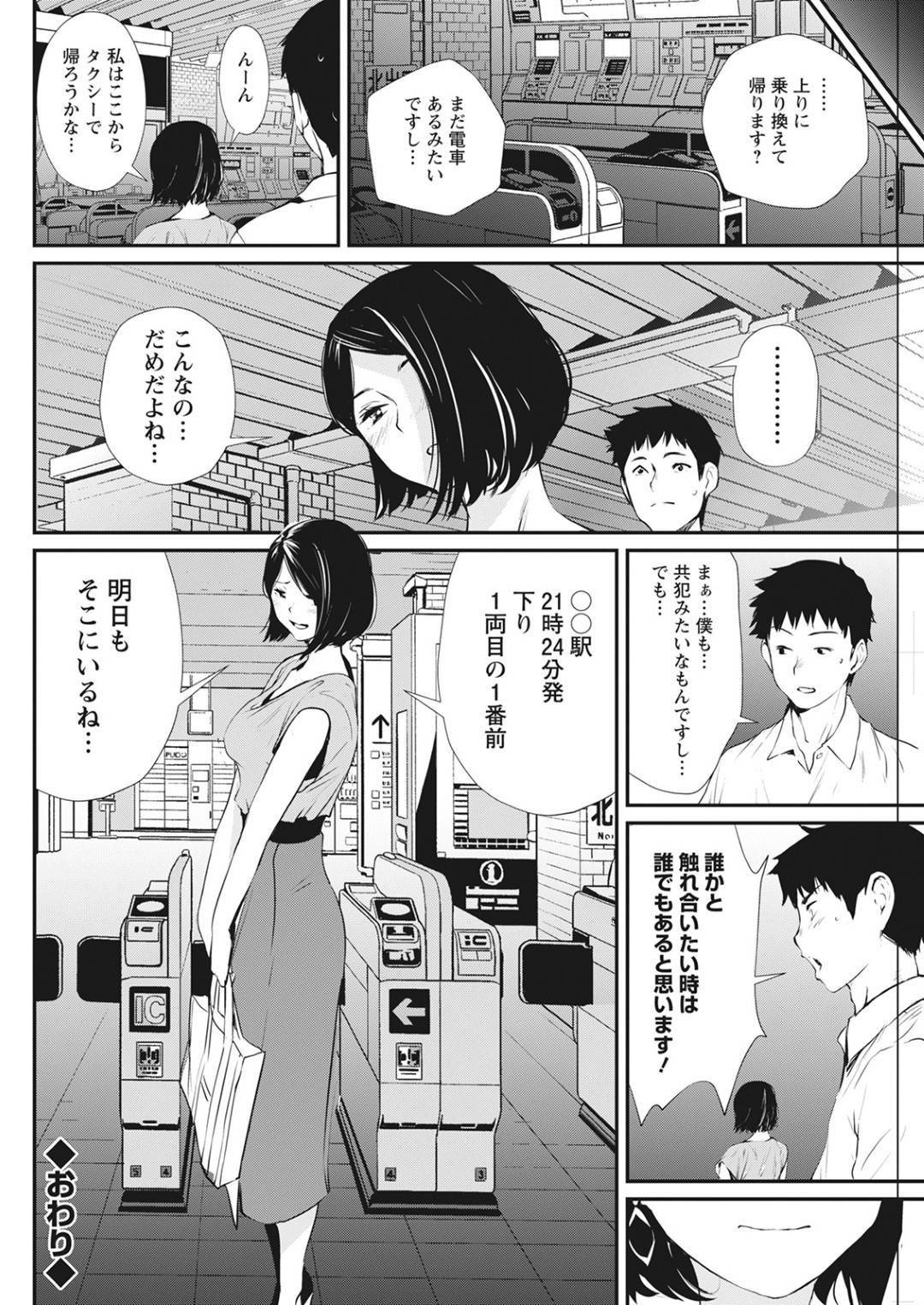 電車で不倫相手とキスしていたところを偶然乗り合わせた隣人の男に見られてしまった美人妻…事情を説明しながら密着して逆痴漢し、興奮する男と乗客の居ない車両で生ハメ中出し不倫セックスしてイキまくる【シオマネキ：ノリカエ】