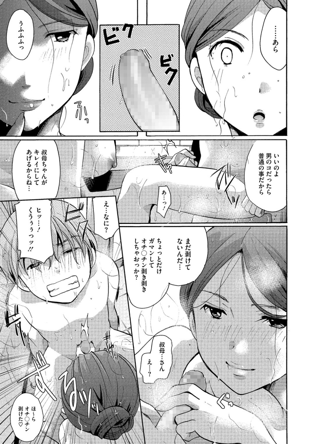 ショタ甥っ子とお風呂に一緒に入りながら、勃起ちんぽを手コキフェラでヌキまくる美人叔母…その後も遊びに来た甥から何度もザーメンを搾精して誘惑し、エロ下着姿で激しい筆下ろしセックスにイキまくる【いとうえい：刷り込みからの恋】